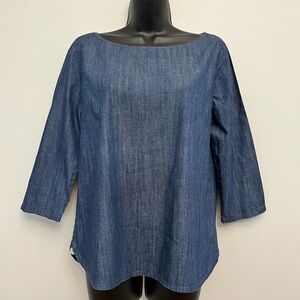 J. Crew Denim 3/4 Sleeve Blouse, Size 6